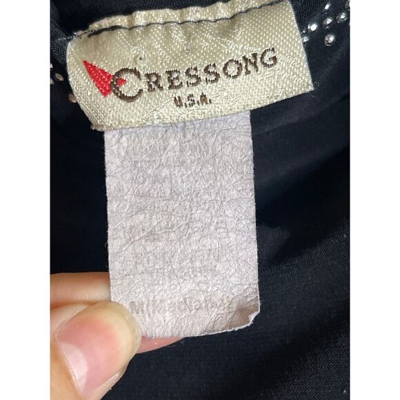 Vintage Black Rhinestone Neckline Spaghetti Strap Tank Top Women's Size Medium - Picture 6 of 6